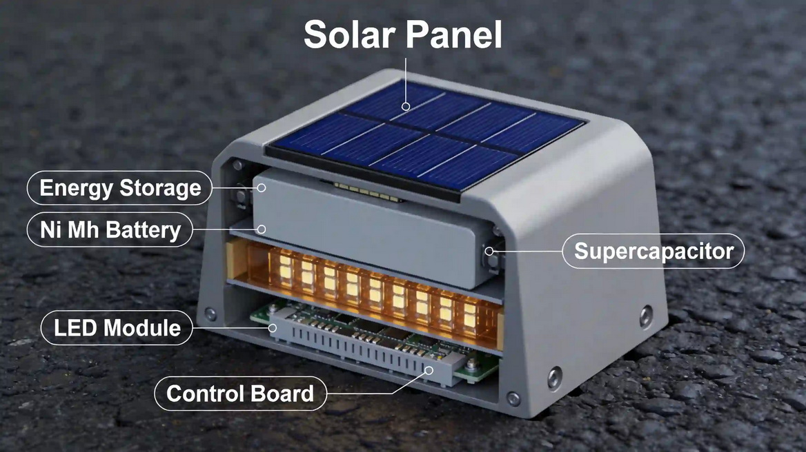 Solar Road Stud Cross Section Solar Road Stud Cross Section