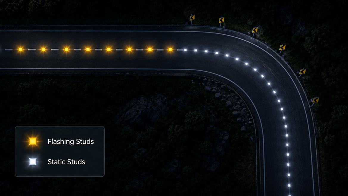 Hybrid Solar Stud Layout On Sharp Curve Hybrid Solar Stud Layout On Sharp Curve