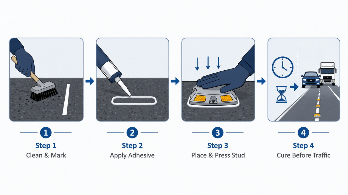 Road Stud Installation Steps Road Stud Installation Steps