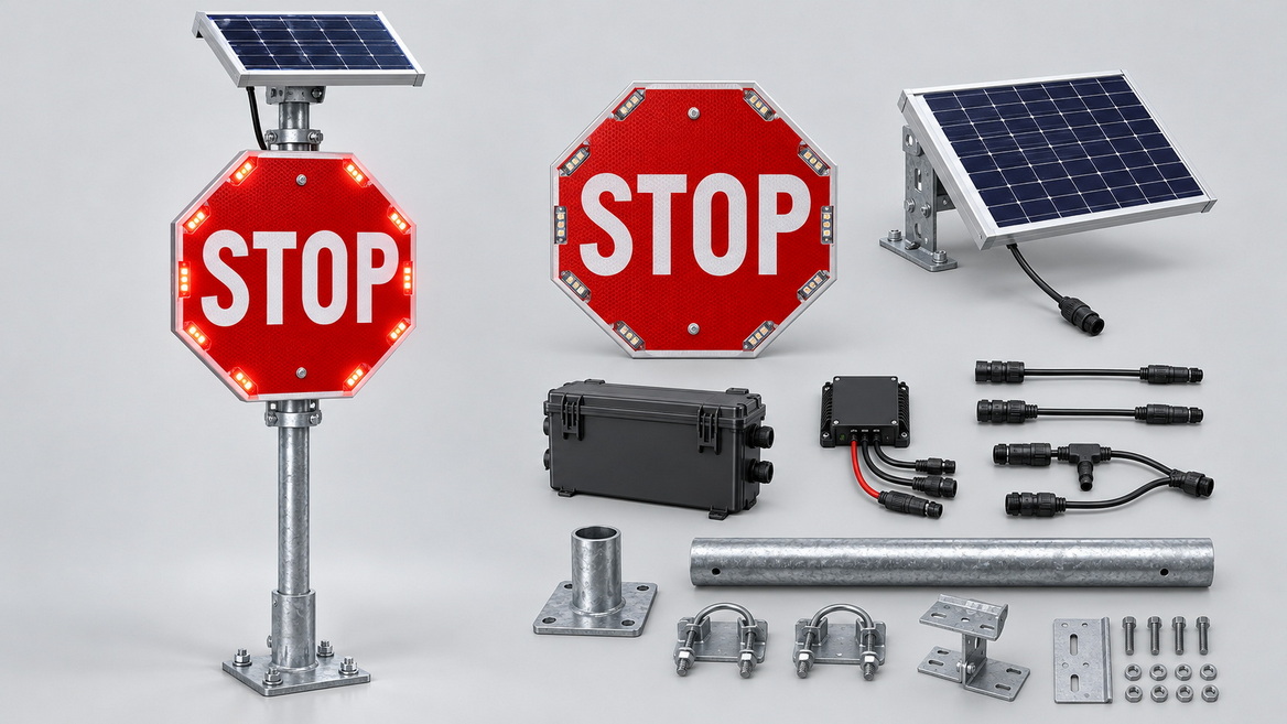 Solar LED Stop Sign Component Overview Solar LED Stop Sign Component Overview