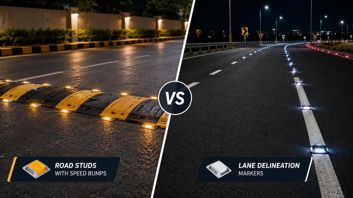 Road Studs Vs Lane Markers Comparison Road Studs Vs Lane Markers Comparison