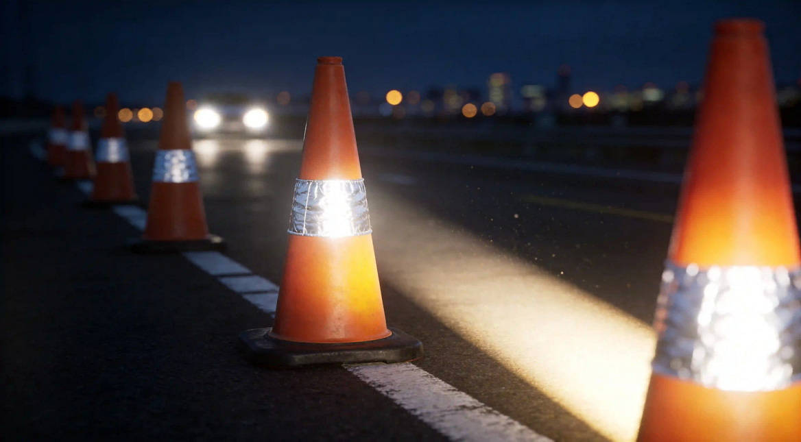 Reflective Traffic Cones At Night Reflective Traffic Cones At Night