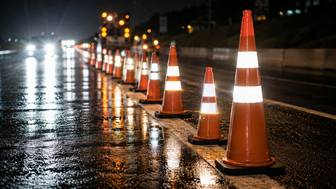 Reflective Traffic Cone At Night Reflective Traffic Cone At Night
