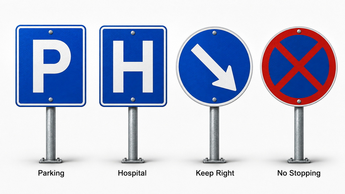 Blue Traffic Sign Types Comparison Blue Traffic Sign Types Comparison