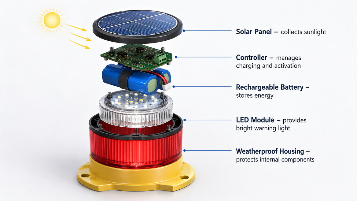 Solar Warning Light Components Solar Warning Light Components