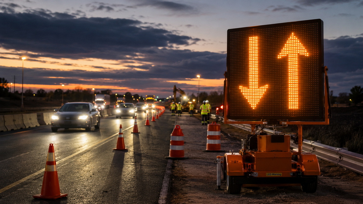 Work Zone Two Way Traffic LED Sign Work Zone Two Way Traffic LED Sign
