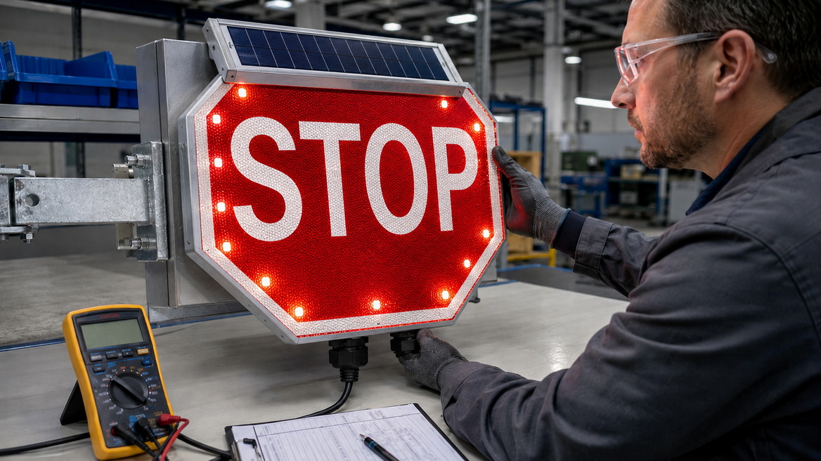 LED Stop Sign Quality Inspection LED Stop Sign Quality Inspection