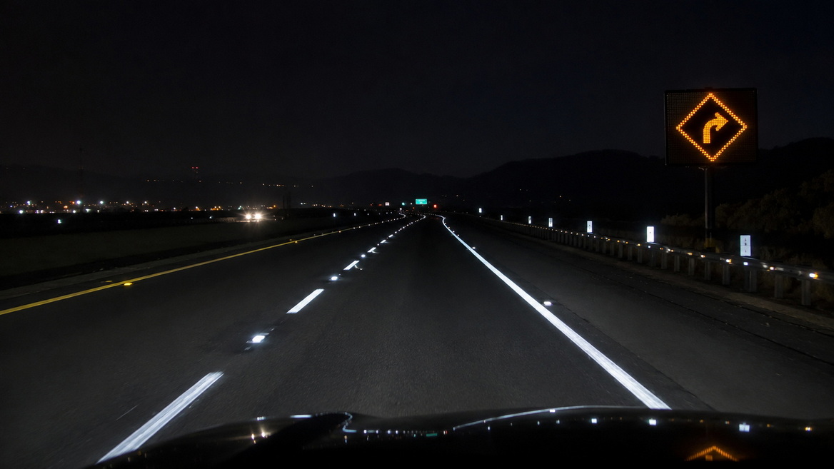 Outdoor Road Marker Night Scene Outdoor Road Marker Night Scene