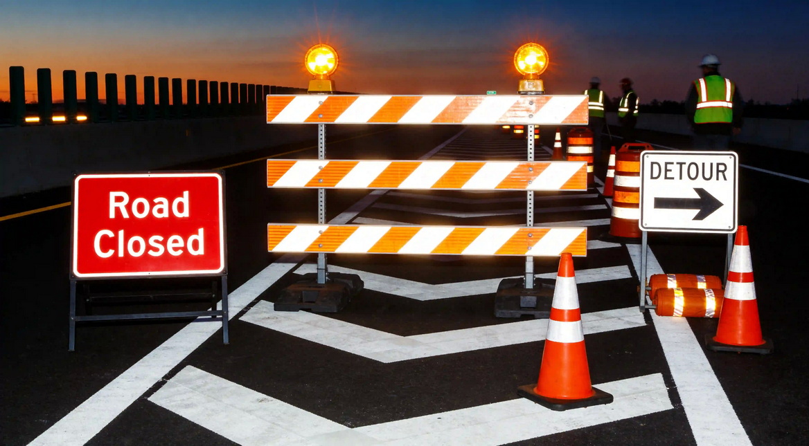Type III Road Closure Safety Setup Type III Road Closure Safety Setup