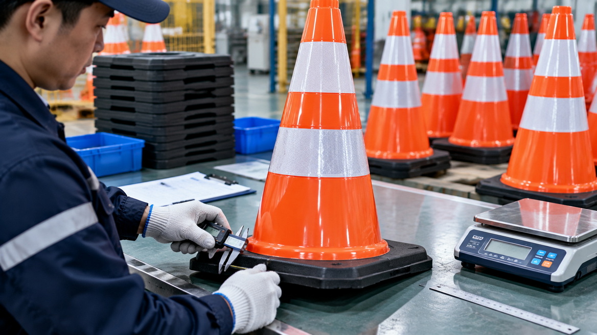PVC Traffic Cone Quality Inspection PVC Traffic Cone Quality Inspection