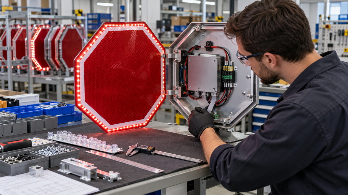 LED Stop Sign Factory Quality Inspection LED Stop Sign Factory Quality Inspection