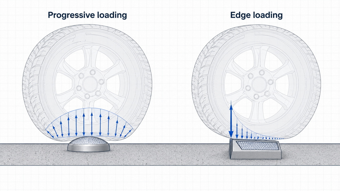 Tire Contact Over Road Studs Tire Contact Over Road Studs