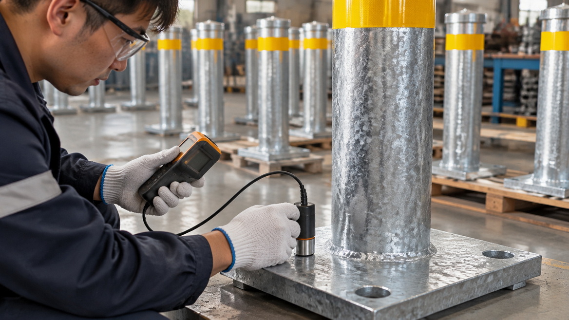 Galvanized Bollard Coating Inspection Galvanized Bollard Coating Inspection