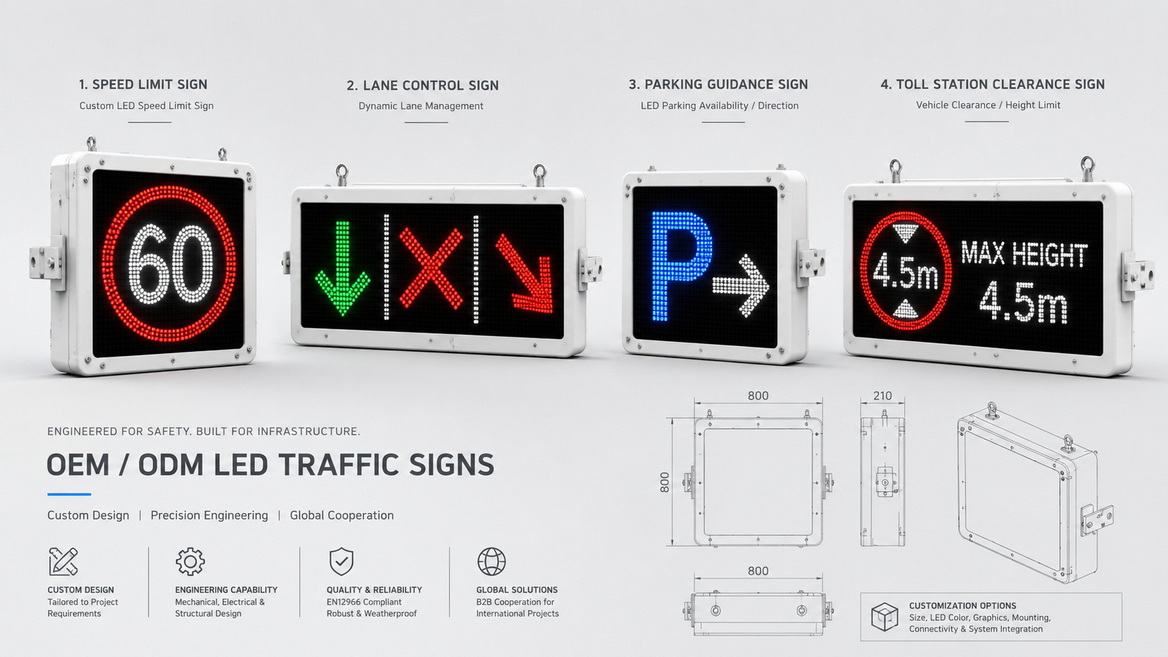 OEM ODM Custom LED Traffic Sign Solutions حلول إشارة المرور LED المخصصة OEM ODM