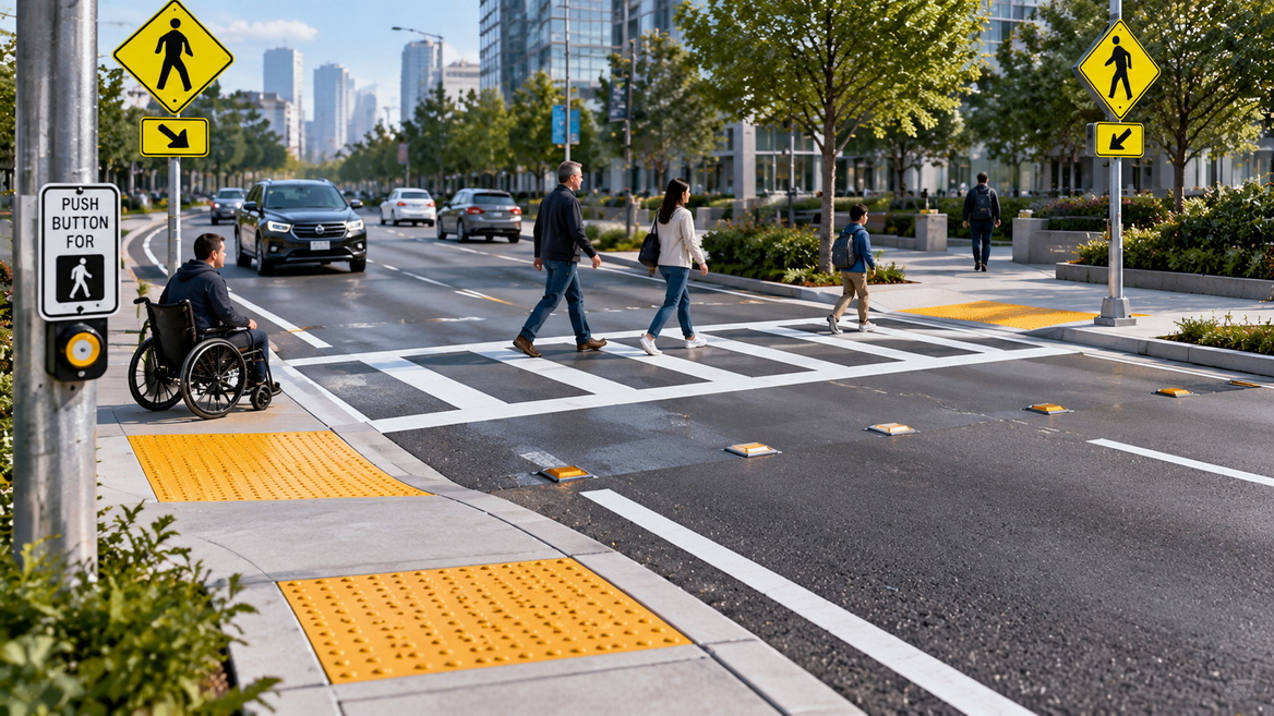 Accessible Mid Block Crosswalk System Accessible Mid Block Crosswalk System