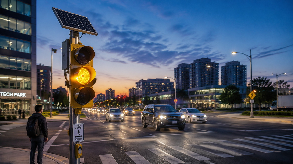 Solar Flashing Yellow Intersection Solar Flashing Yellow Intersection