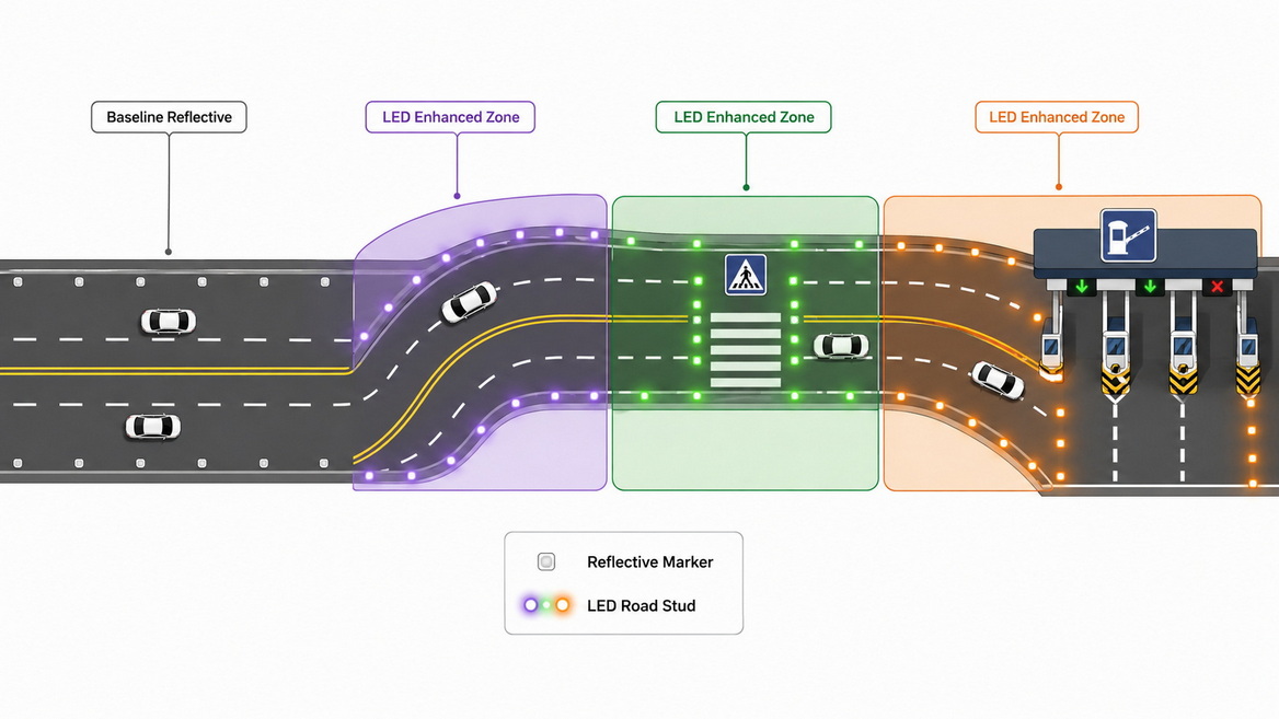 Hybrid Road Safety Solution Led And Reflective Hybrid Road Safety Solution Led And Reflective