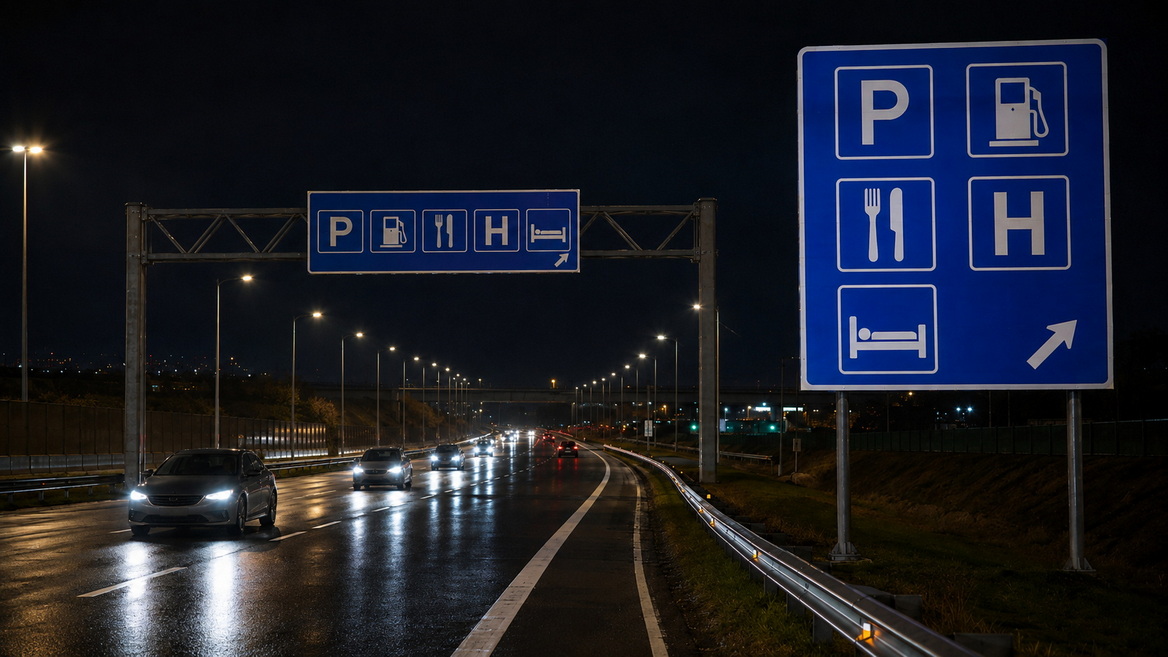 Blue Road Sign Highway Services Blue Road Sign Highway Services