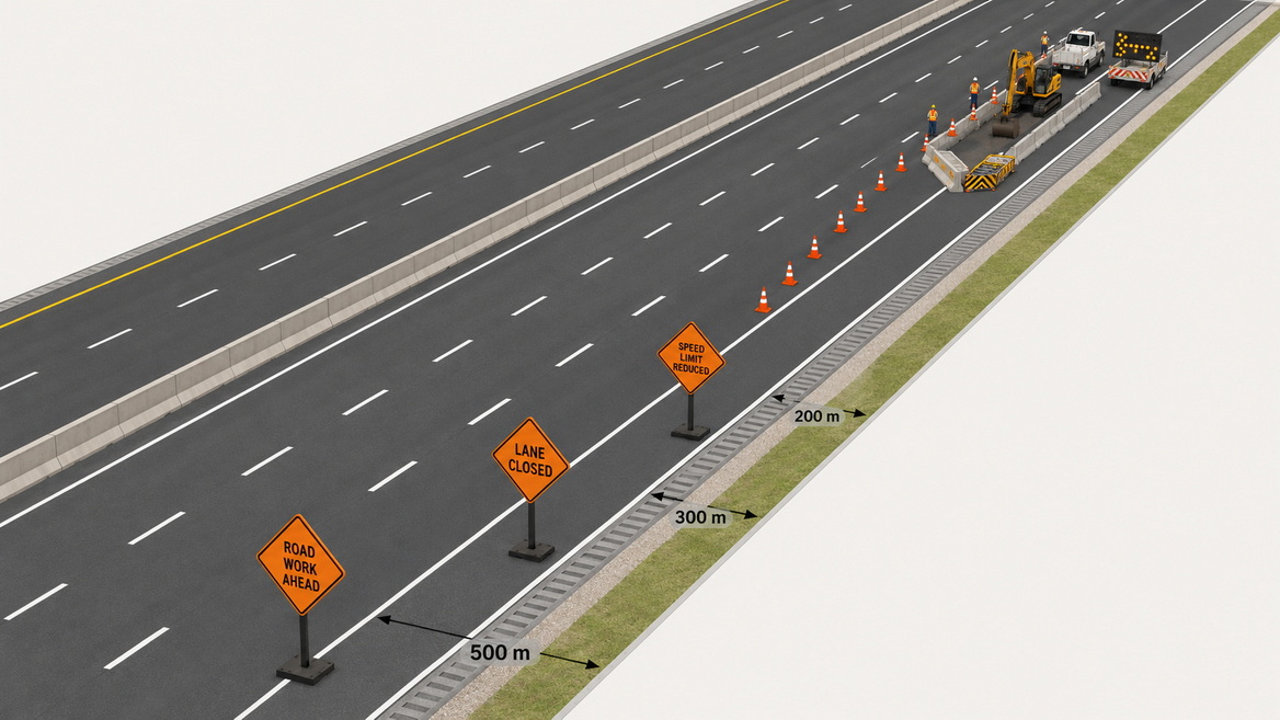 Work Zone Advance Warning Layout Work Zone Advance Warning Layout