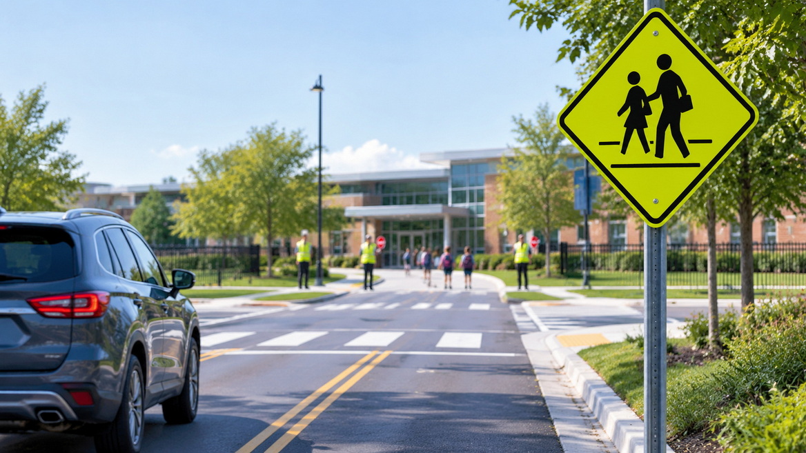 Fluorescent School Zone Sign Visibility Fluorescent School Zone Sign Visibility