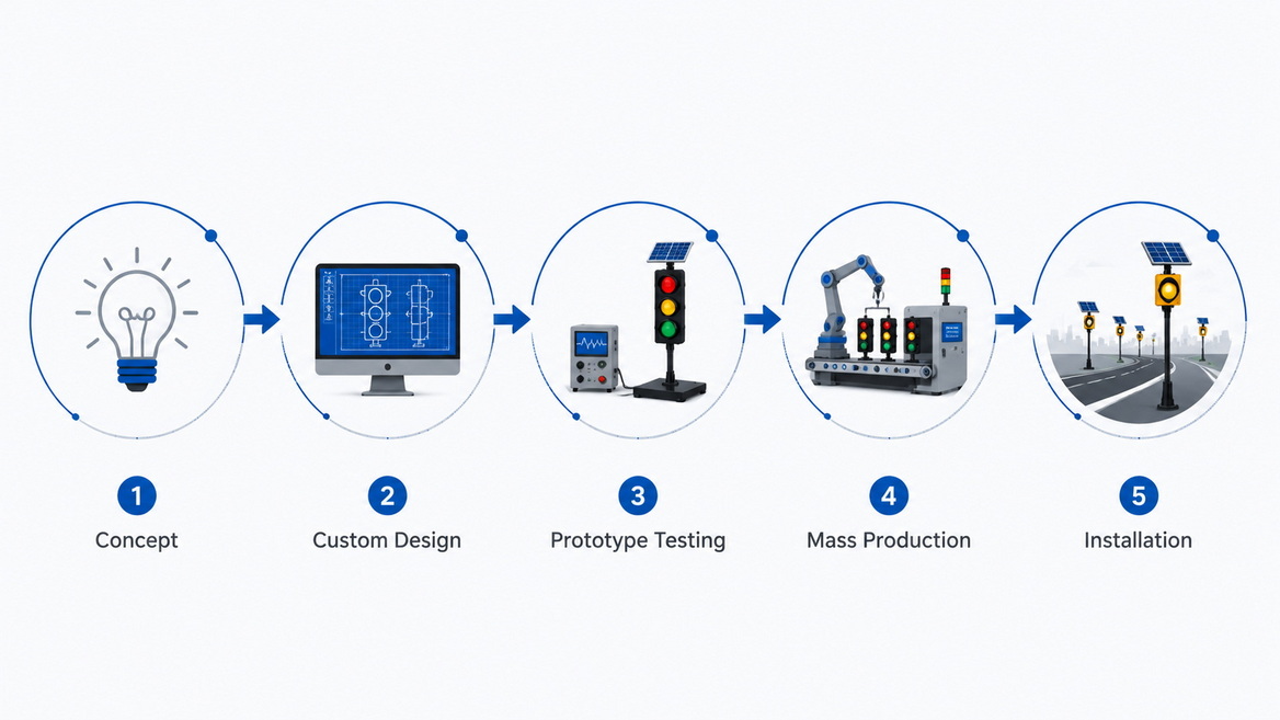 OEM ODM Solar Traffic Light Process OEM ODM Solar Traffic Light Process