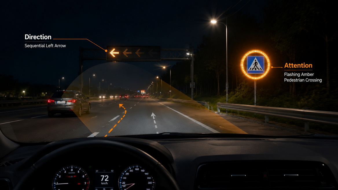 Driver Perspective Circular And Arrow Patterns Driver Perspective Circular And Arrow Patterns