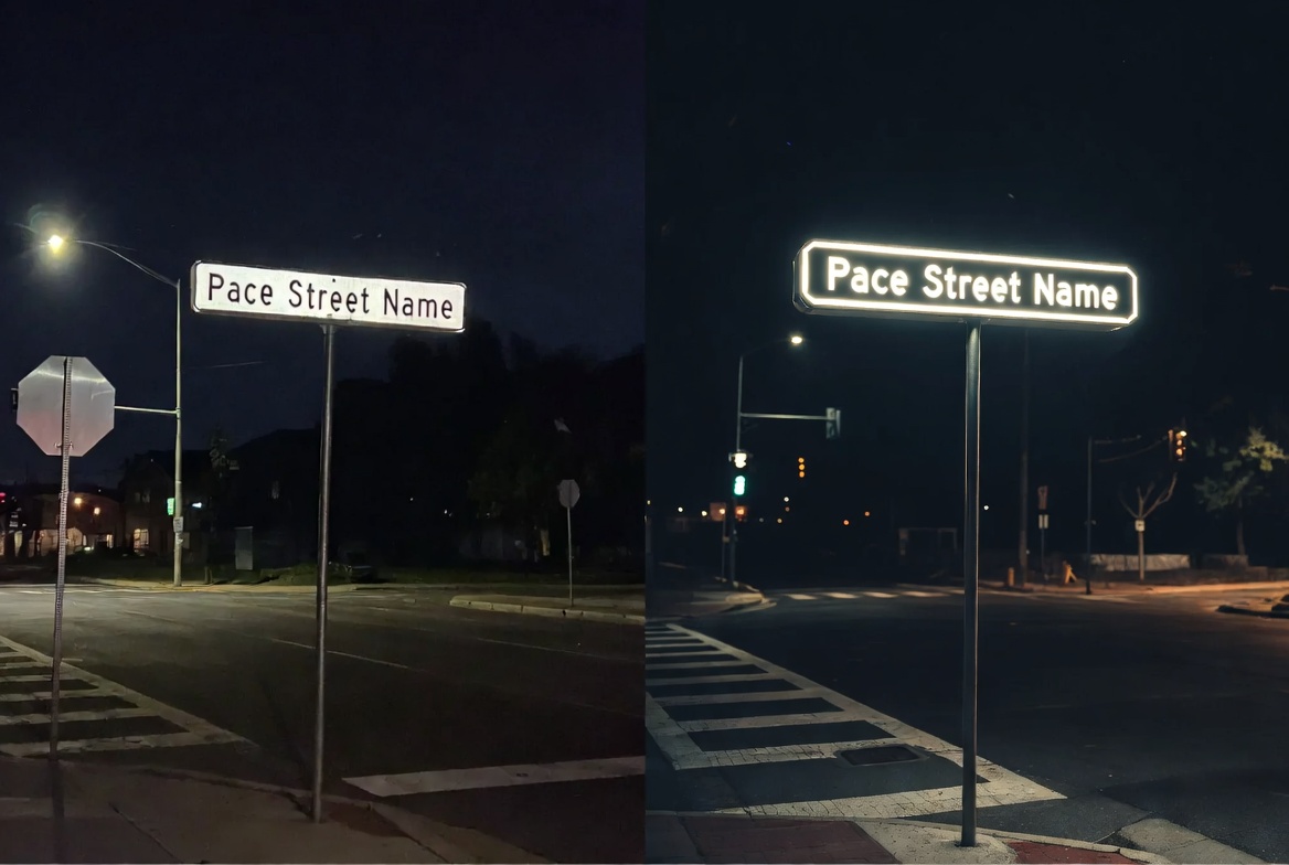 Before And After Intersection Sign Upgrade