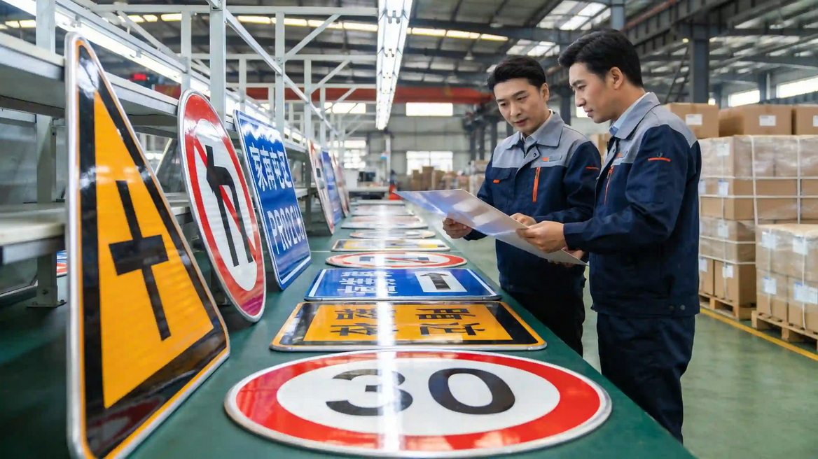 OEM ODM Traffic Sign Factory Scene