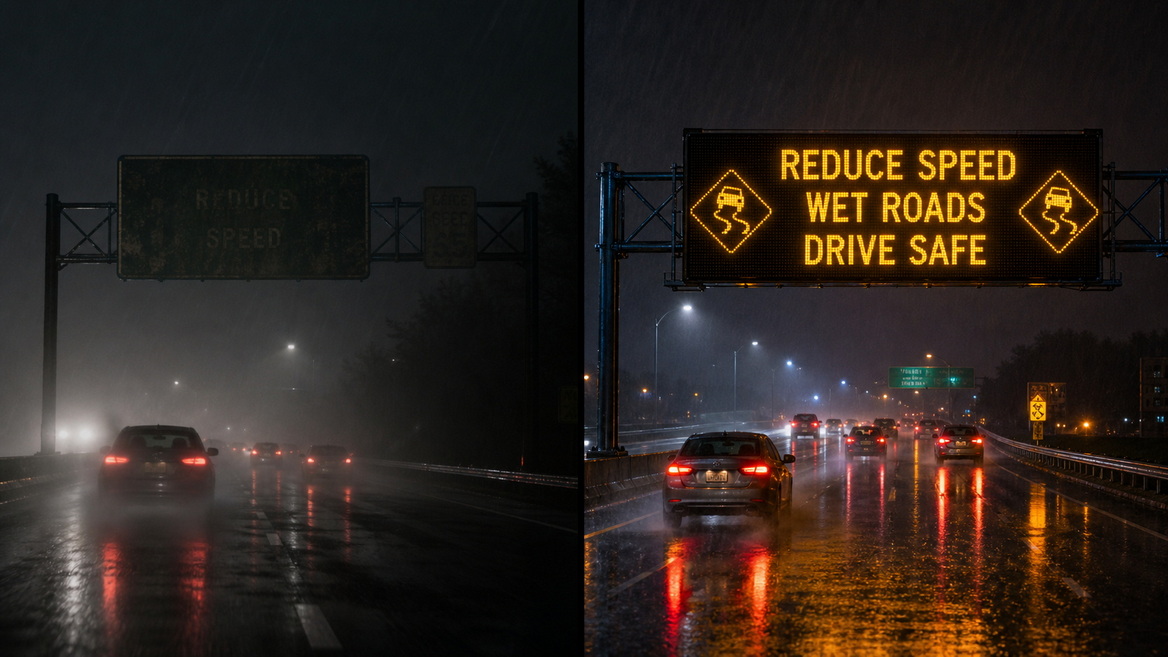 Led Vs Traditional Signs Night