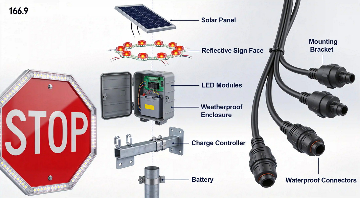 Solar LED Stop Sign Technical Components