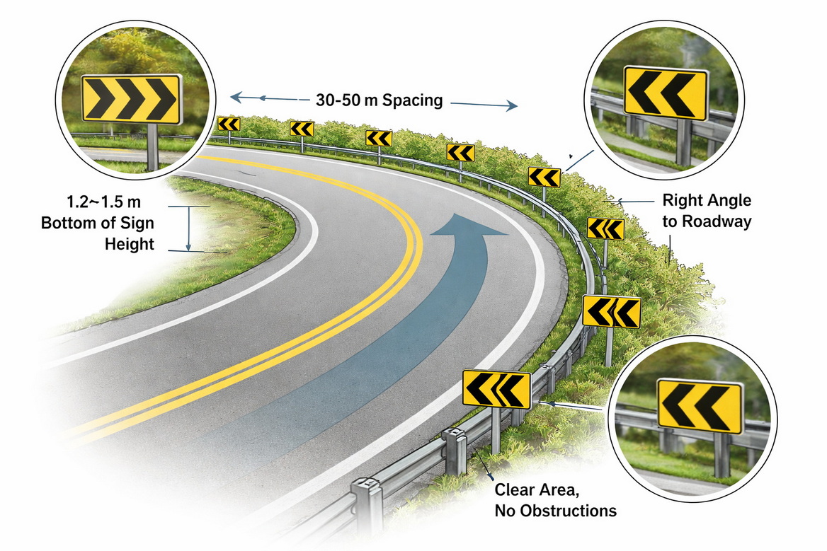 Installation Diagram For Chevron Signs Spacing