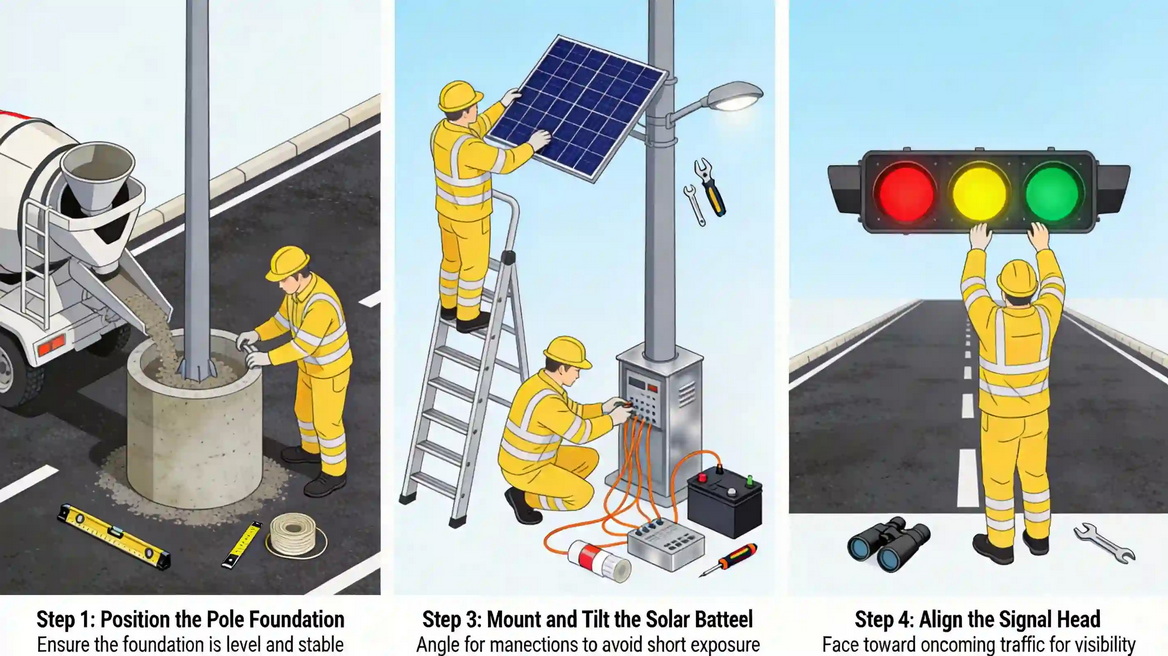 Solar Traffic Light Installation Steps