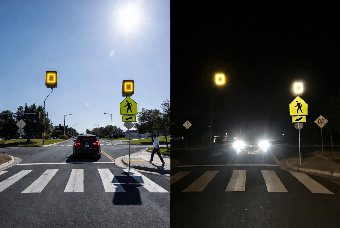 Day And Night RRFB Visibility Comparison