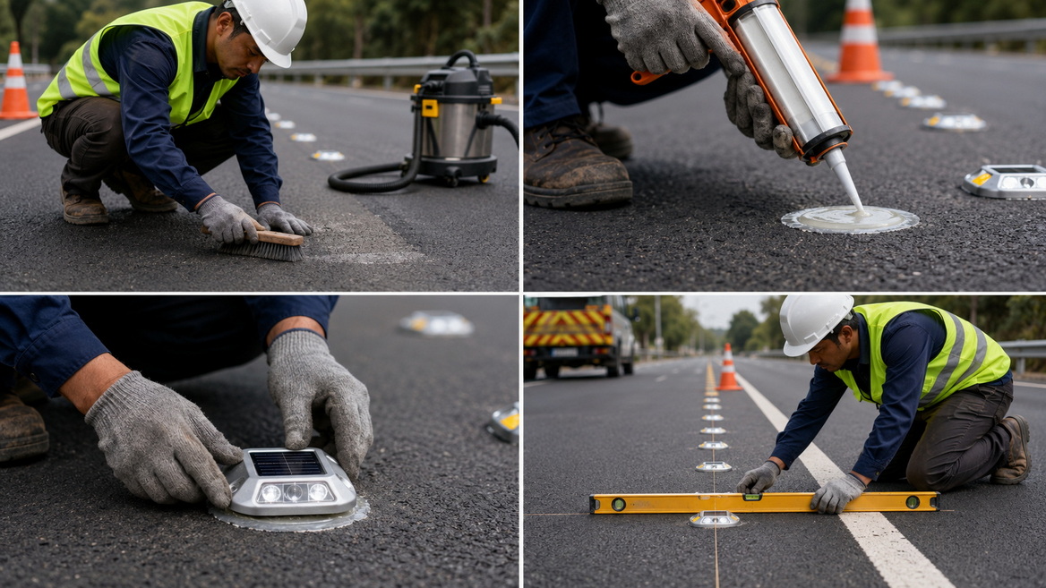Solar Road Stud Installation Process