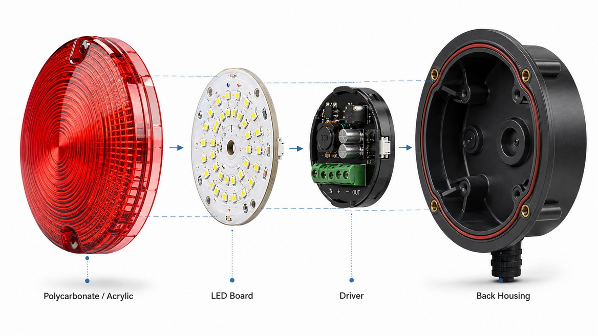 Led Warning Light Exploded View