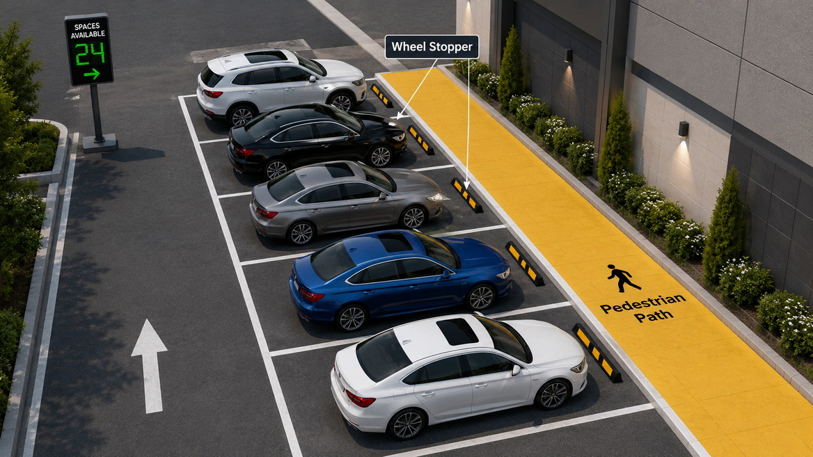 Parking Bay Wheel Stop Layout