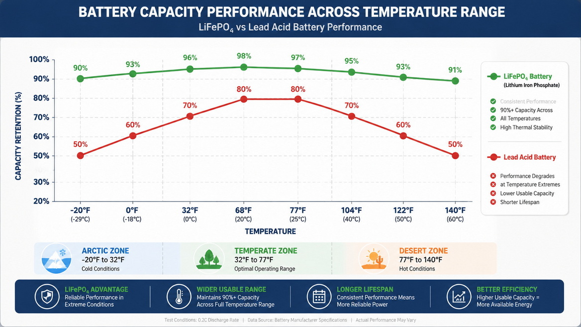 Solar Road Marker Battery Temperature Performance Chart