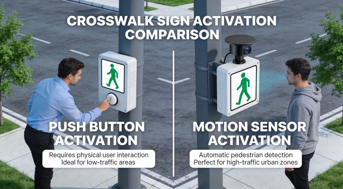 Push Button Vs Motion Sensor Crosswalk Comparison