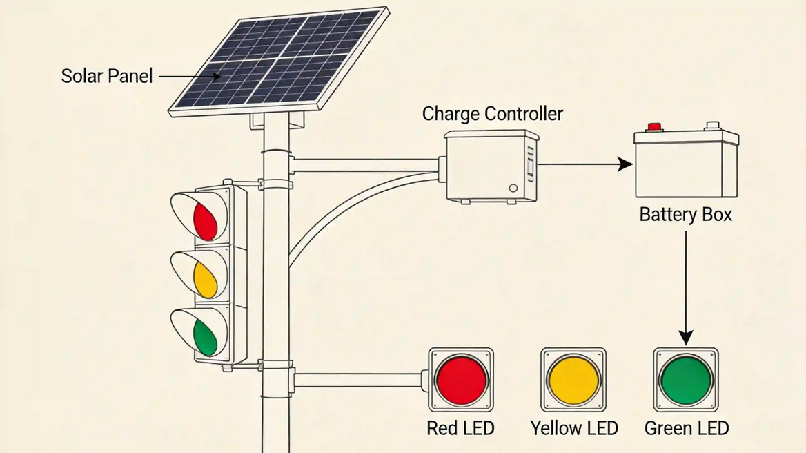 Solar Traffic Light System Diagram