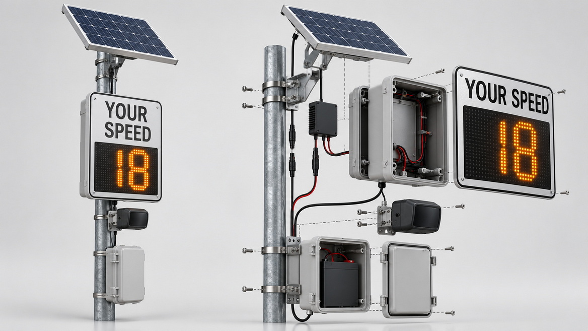 Solar Powered Radar Speed Sign Components