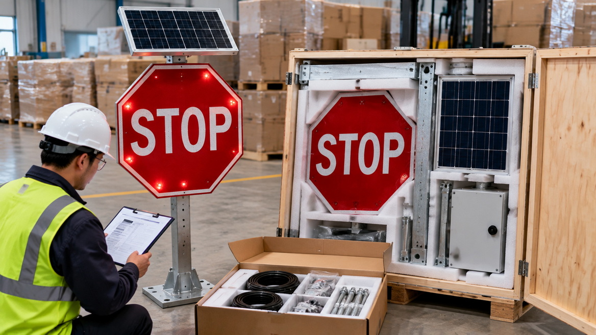 Solar LED Stop Sign Sample And Shipping Protection