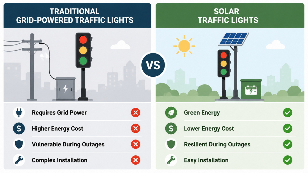 Solar Traffic System Benefits Infographic