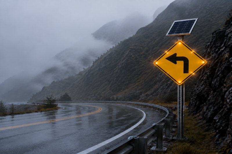 High-Visibility LED Dynamic Traffic Signs for Fog-Prone Mountain Highways
