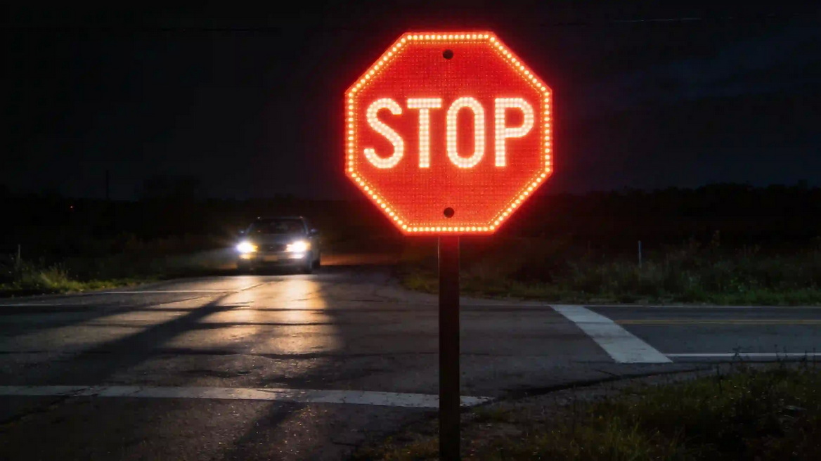 LED Stop Sign Night Visibility