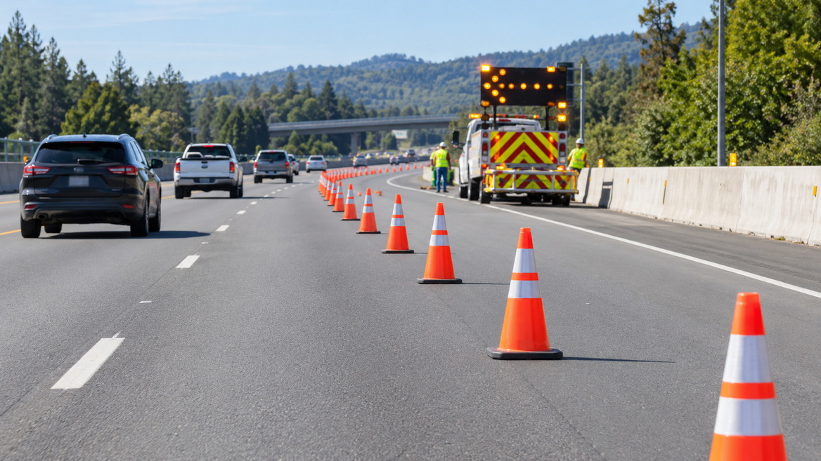 Traffic Cone Taper On Highway