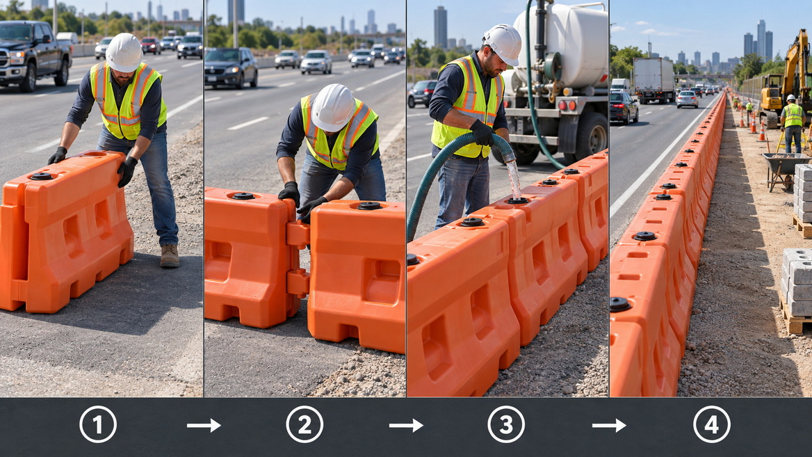 Water Filled Barrier Installation Process