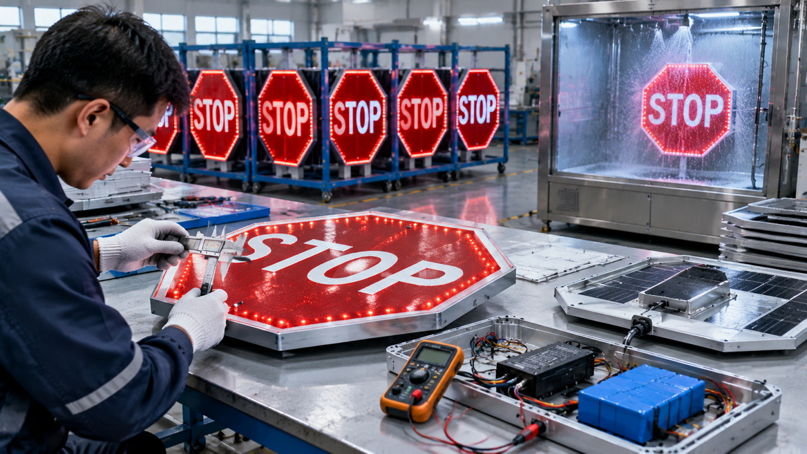 LED Stop Sign Factory Quality Inspection