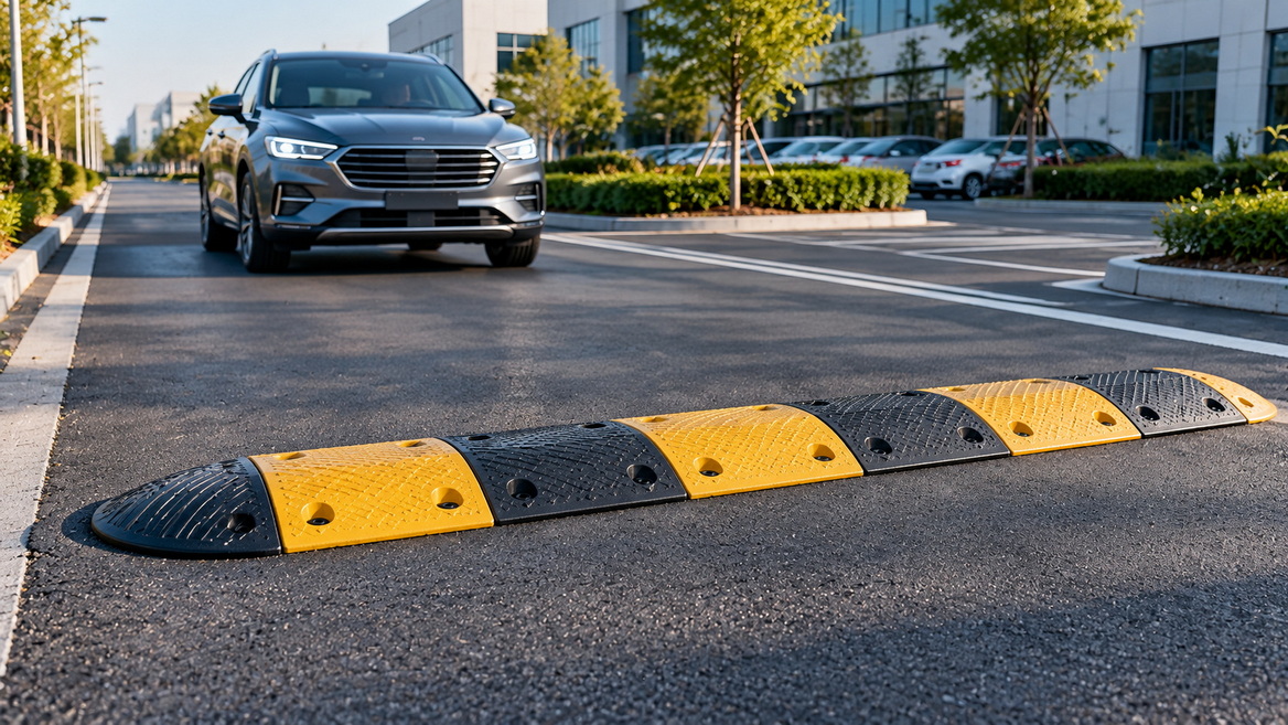Rubber Speed Bumps in a Commercial Parking Lot.jpg