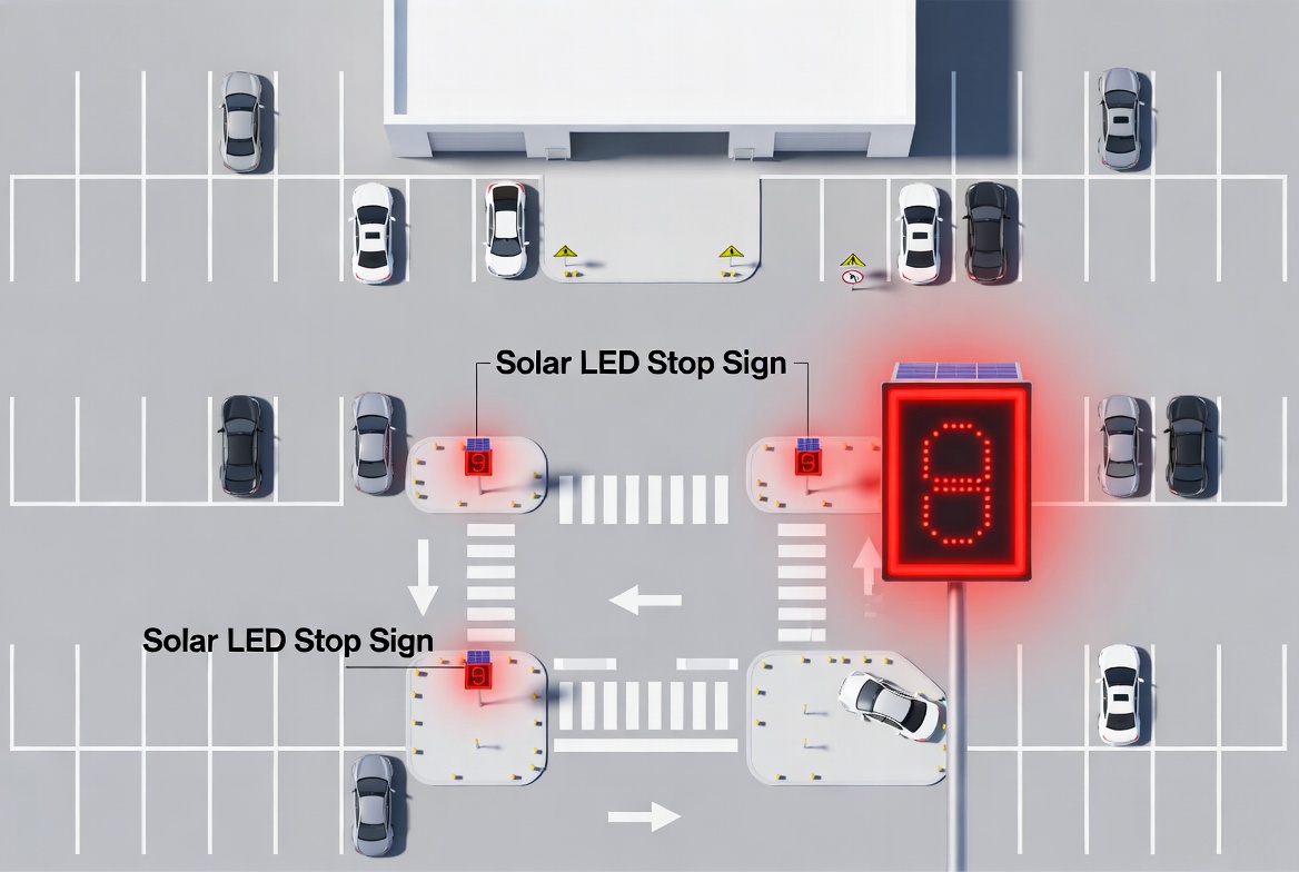 Parking Lot Solar LED Sign Layout