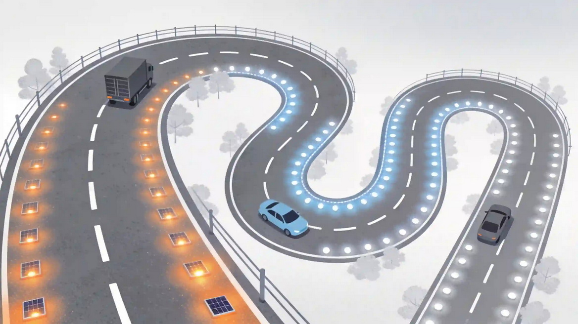 Sharp Curve Solar Stud Design Layout